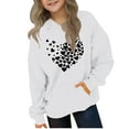 thumbnail image 2 of Thetops Big Girls Hoodie 9T White - Heart Print 100% Polyester, Hooded with Kangaroo Pocket, Soft Durable for Daily & School Use, 2 of 4