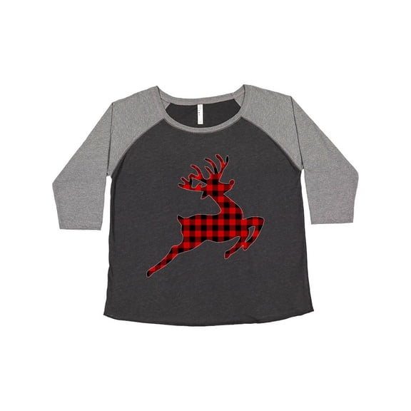 Inktastic Plaid Christmas Reindeer Silhouette Women's Plus Size T-Shirt