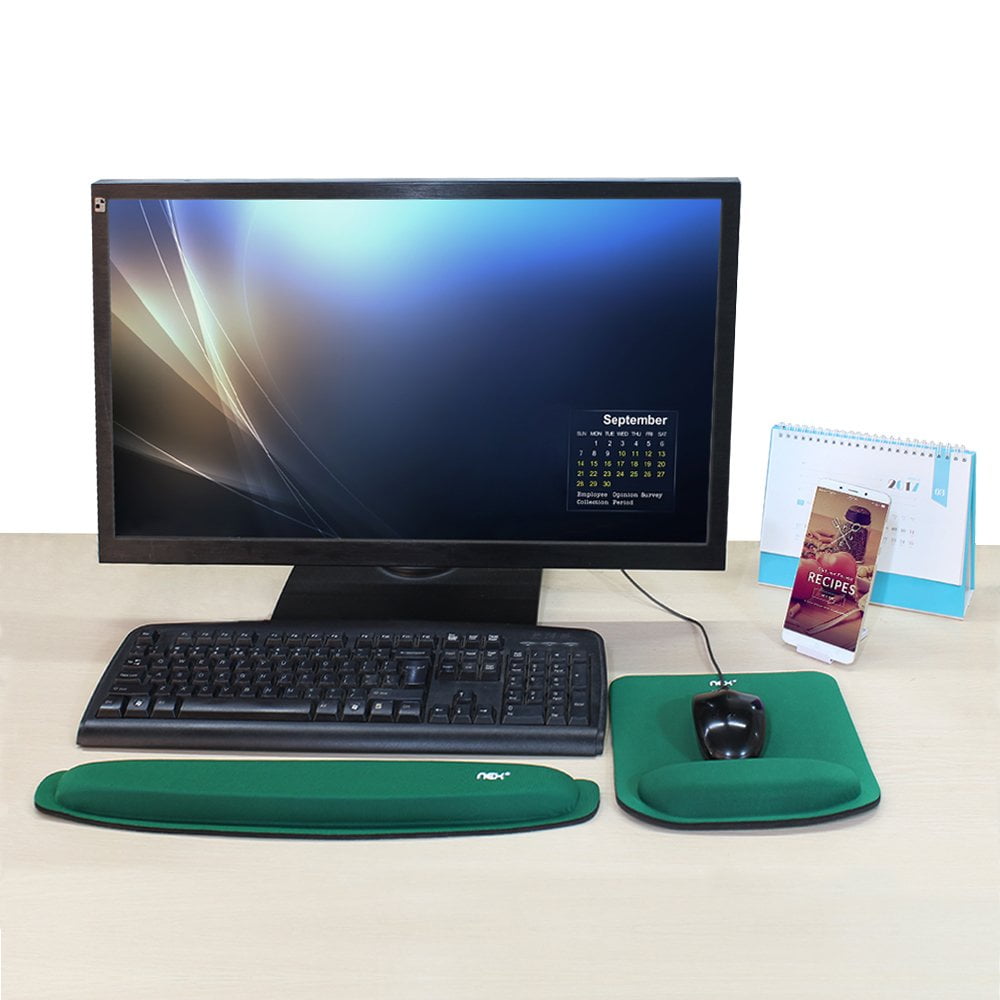 NEX Ergonomic Mouse Pad with Wrist Support, Memory Foam Keyboard Wrist Rest for Computer, Green (NX-PAD004)