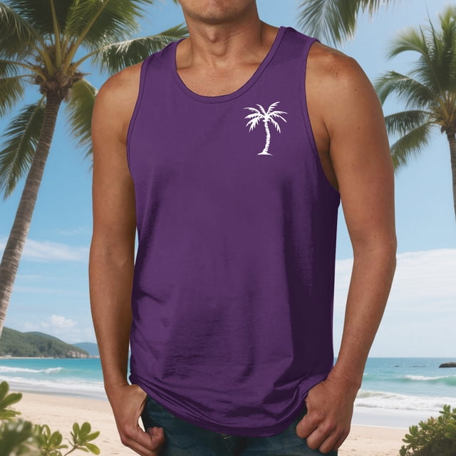 Camiseta sin mangas de cuello redondo para hombre, blusa informal de verano sin mangas con estampado de cuello redondo para hombre
