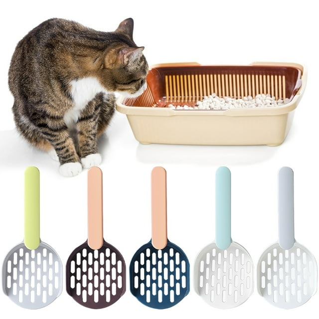 Pet Litter Scoop Plastic Pet Litter Plastic Pet Litter Tray Animal Sand Cleaning Tool for Home Pet Shop, Coffee and Pink
