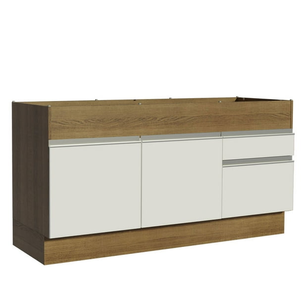 Mueble de Cocina Para Tarja Madesa Glamy 150 cm 2 Puertas y 2 Cajones (Sin Tablero Ni Tarja) Marrón/Blanco