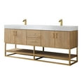 thumbnail image 2 of Vinnova Alistair 72" White Grain Stone Top Vanity in Oak w/o Mirror, 2 of 16