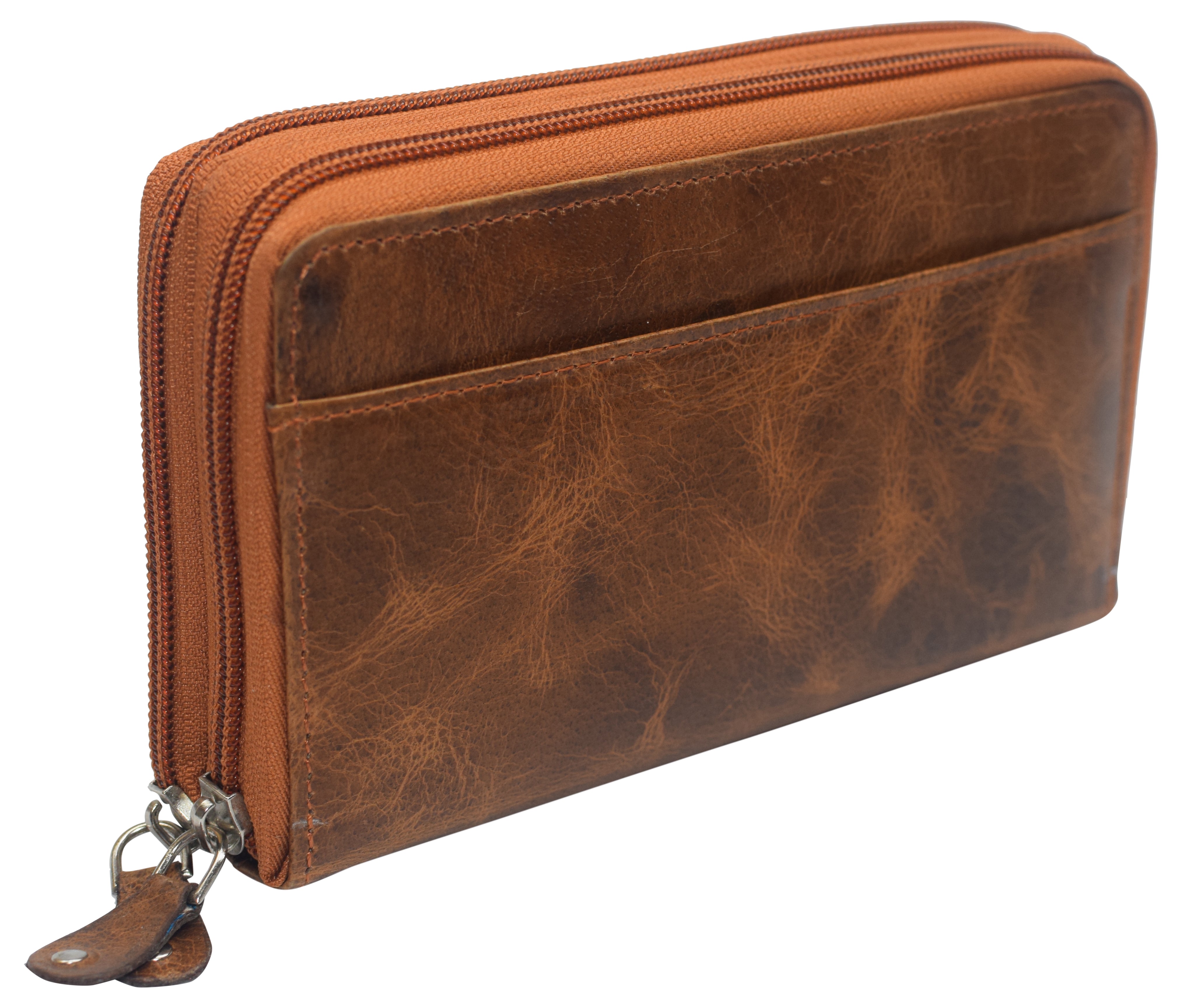 Vintage Real Leather RFID Blocking Women's Wallet - Zipper Clutch With Credit Card Slots