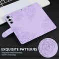 thumbnail image 6 of ELEHOLD Case for Samsung Galaxy A36 5G, Flower Embossed Flip Leather Wallet Phone Case with 3 Card Slots & Wrist Strap,Purple, 6 of 8