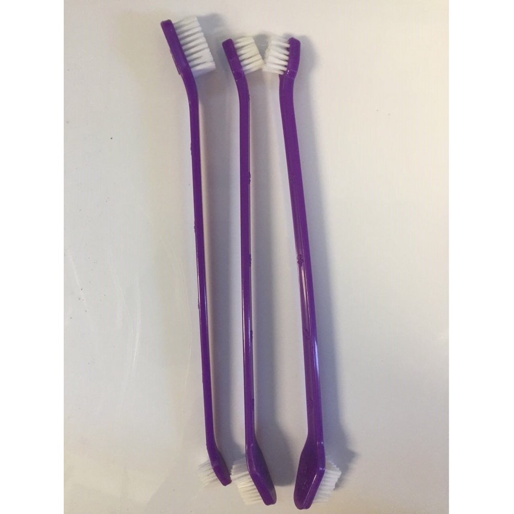 Purple Dual End Dog Toothbrushes for Dogs & Cats Oral Vet Dental Care