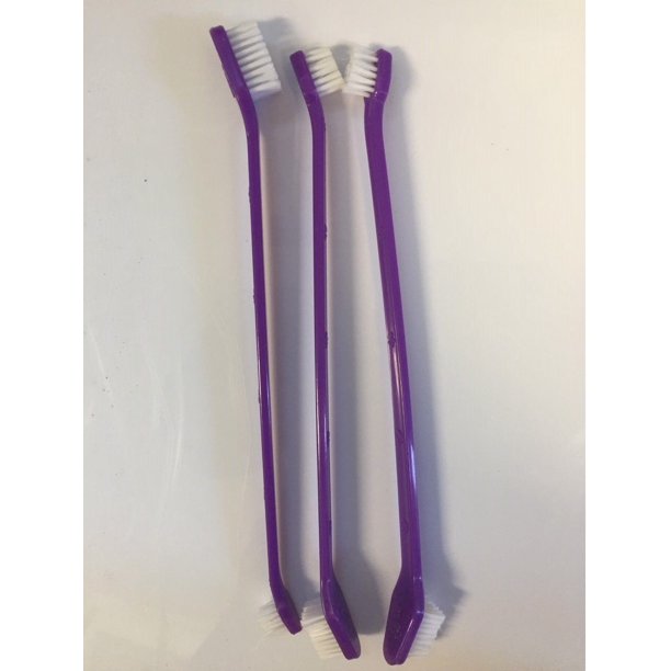 Purple Dual End Dog Toothbrushes for Dogs & Cats Oral Vet Dental Care