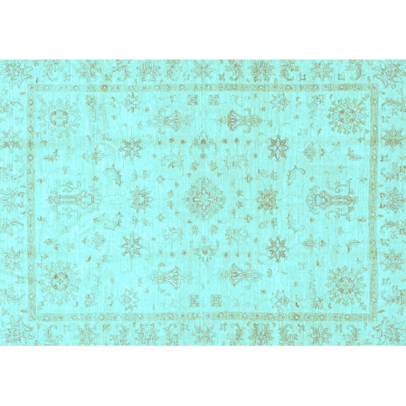 Ahgly Company Indoor Rectangle Oriental Light Blue Traditional Area Rugs, 3' x 5'