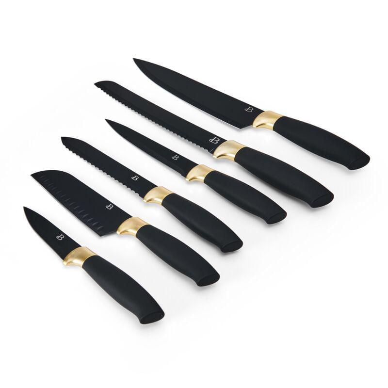 Beautiful 6-Piece Black Champagne Gold Knife Set