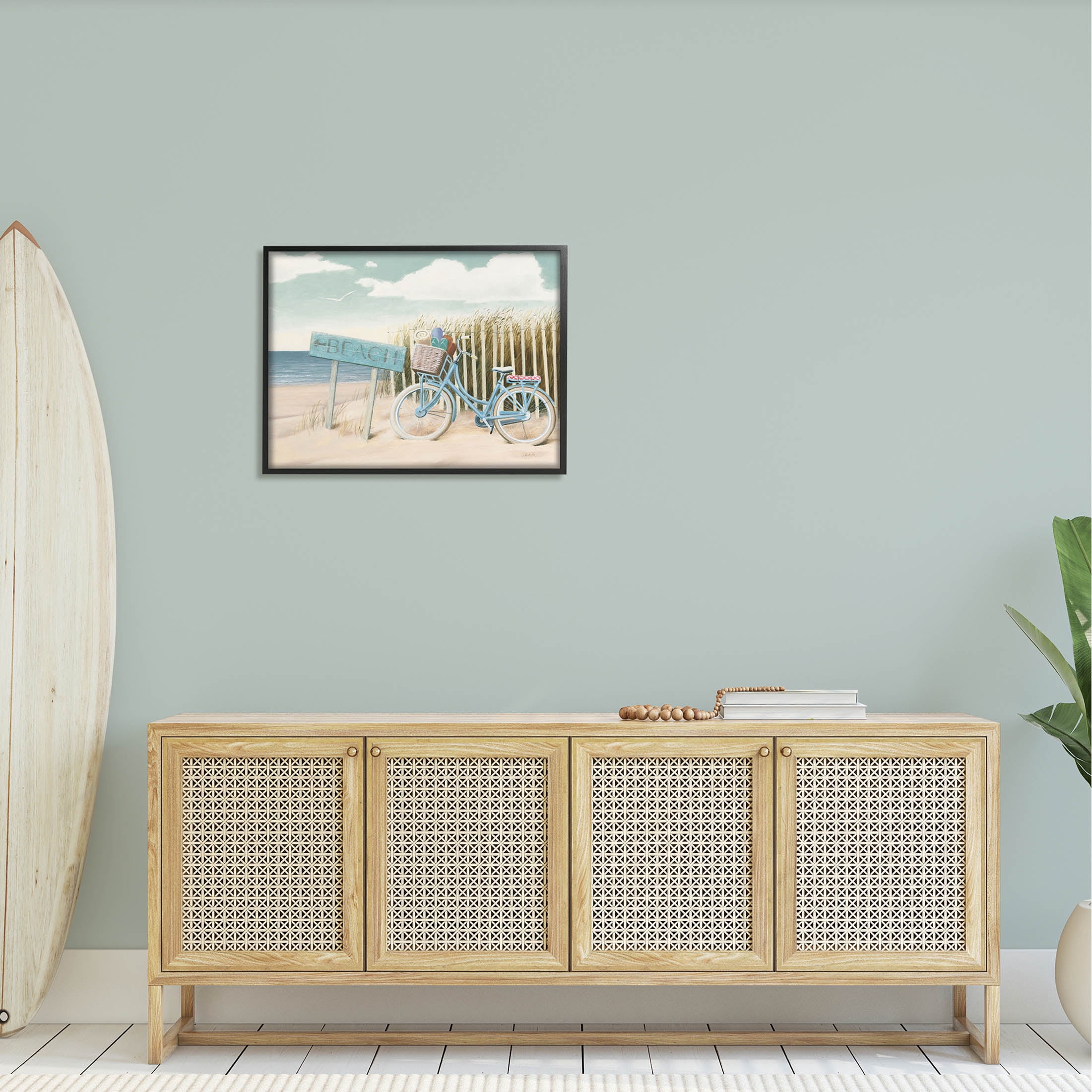 Stupell Industries Beach Cruiser Blue Bicycle Boast Graphic Art Black Framed Art Print Wall Art, Design by James Wiens