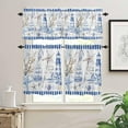 thumbnail image 2 of Navy Blue Coastal Kitchen Curtains, Summer Nautical 3-Piece Kitchen Curtain Valance and Tiers Set 24 Inch Length, Lighthouse Starfish Rod Pocket Half Window Curtains for Cafe Living Room Bathroom, 2 of 7