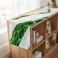 thumbnail image 6 of Marble Green 120 Inch Table Runner, Gold Foil Ceramic Style Crack Scratch Farmhouse Dresser Scarf Cotton & Linen Tablerunner for Dining/Kitchen Island/Holiday Party Décor 13" x 120", 6 of 9