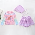 thumbnail image 2 of ZXLBBD Girl Swimsuits 3 Piece Cartoon Print Sporty Long Sleeve Rash Guard Swim Skirts Sun Hat with Drawstring Toddler Kids Summer Pool Beach, 2 of 4