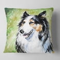 thumbnail image 2 of Designart Black Collie Dog Watercolor - Animal Throw Pillow - 18x18, 2 of 5