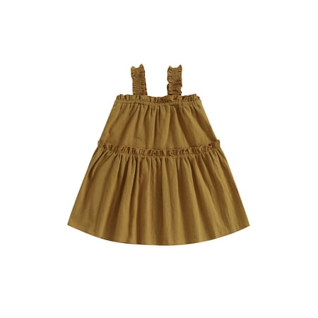 

Toddler Baby Girl Summer Dress Solid Color Sleeveless A-line Dresses