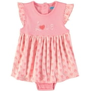 Bon Bebe Girls 0-9 Months Printed Flutter Sleeve Sunsuit (Pink 6/9 Months)