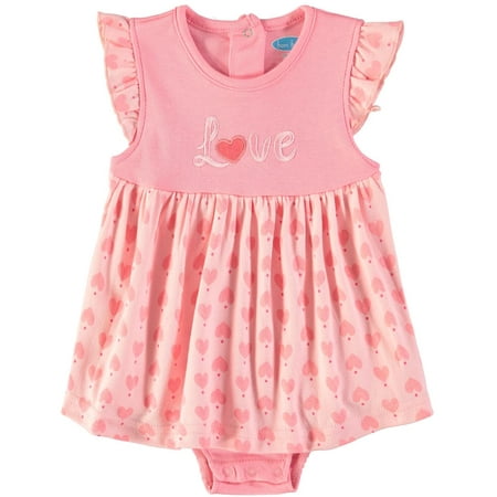 Bon Bebe Girls 0-9 Months Printed Flutter Sleeve Sunsuit (Pink 0/3 Months)