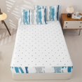 thumbnail image 4 of Erosebridal Abstract Brush Stripe Zipper Twin Comforter Sets with Fitted Sheet and 2 Pillowcases,Navy Sky Blue Paint Pattern Zipper Bedding Set For Girls,Reversible,4pcs, 4 of 7