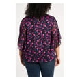 thumbnail image 2 of VINCE CAMUTO Womens Pink Sheer Glitter Back Keyhole Lined Floral 3/4 Sleeve Jewel Neck Blouse Plus 3X, 2 of 2