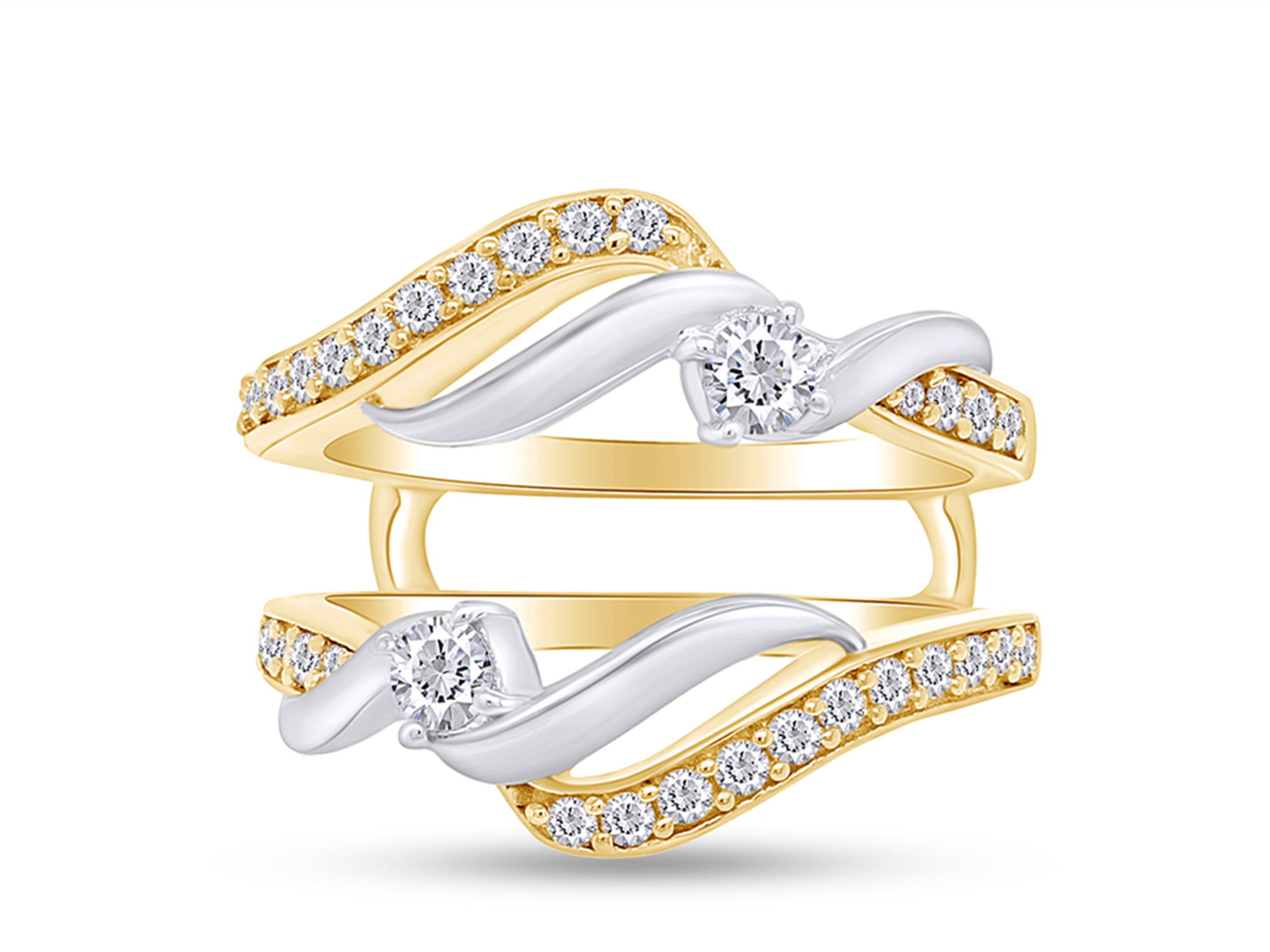 Buy Round Lab Grown White Diamond Chevron Double Enhancer Guard Two Tone  Wedding Ring Band for Women (0.50 ctw, Color H-I, Clarity SI2) in 14K  Yellow