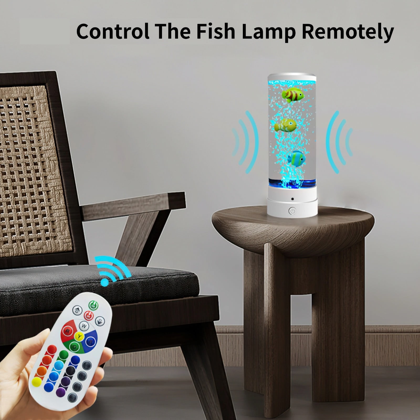 Artificial Fish Aquarium Lamp Night Light, LED Bubble Fish Aquarium Lamp for Home Office Decor,  USB Powered Mini Bubble Lamp with Remote Control