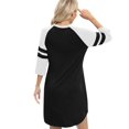 thumbnail image 6 of EFINNY Women's 3/4 Sleeve Nightgowns Contrast Color Nightdress Round Neck Nightshirt Comfy Cotton Sleepshirt S-3XL, 6 of 6