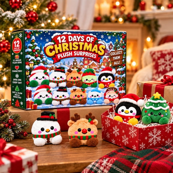 Christmas Squishy Advent Calendar 12 Days, 12Pcs Cute Xmas Character Squishy Toys Countdown Calendar, Holiday Blind Box Advent Gift Set for Christmas Party, Home Decor & Holiday Gift