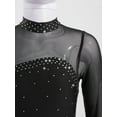 thumbnail image 5 of Yeahdor Girls Long Sleeves Figure Ice Skating Dress Rhinestones Sheer Mesh Ballet Dance Dress, 5 of 7