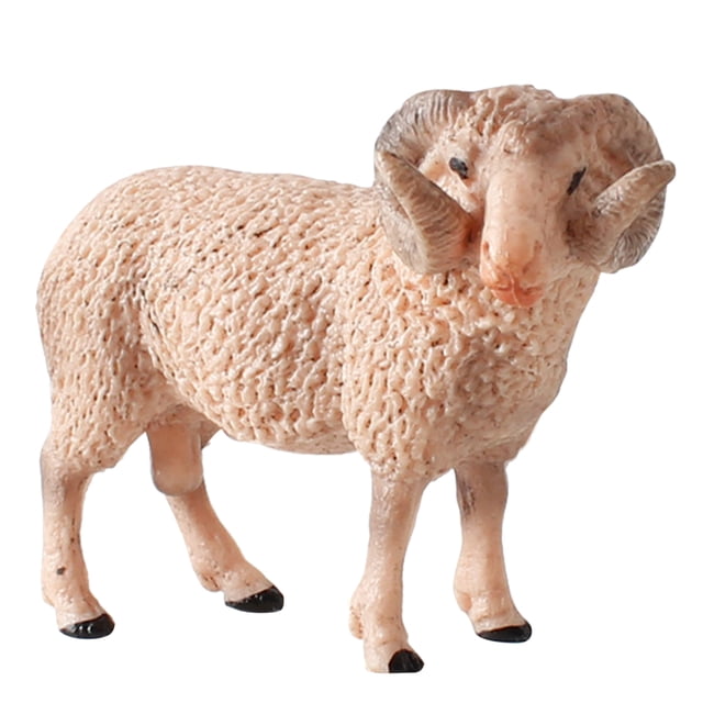 1 Pce Modèle de Faune Simulée Décor Modèle de Mouton Réaliste Jouet Modèle d'Animal Réaliste Artisanat Éducatif Modèle de Mouton Jouet pour Enfants Maison École Style Mouton à Corne Courbée