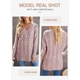 thumbnail image 3 of Asyoly Women's Casual Side Slit Knit Sweater Long Sleeve Solid Color Loose V-Neck Pullover Jumper Top, 3 of 8