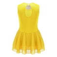 thumbnail image 2 of inhzoy Kids Girls Sleeveless Mesh Spliced Ice Figure Roller Skating Dress Yellow 16, 2 of 9