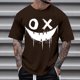 thumbnail image 1 of Blusas y camisas de manga corta con cuello redondo para hombre, blusas casuales de verano a la moda con cuello redondo y estampado para hombre., 1 of 4