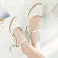 thumbnail image 5 of Miluxas Women's Mary Jane Heels Clearance Closed Toe Block Heel Round Toe Chunky High Heel Pumps White 7.5(40), 5 of 5