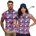 thumbnail image 2 of Aplkyhs Patriotic Star Matching Golf Shirts for Couple Funny Men Women Matching Couple Golf Shirts 4-Way Stretch Athletic Sleeveless Shirts Breathable Fabric Machine Washable, 2 of 6