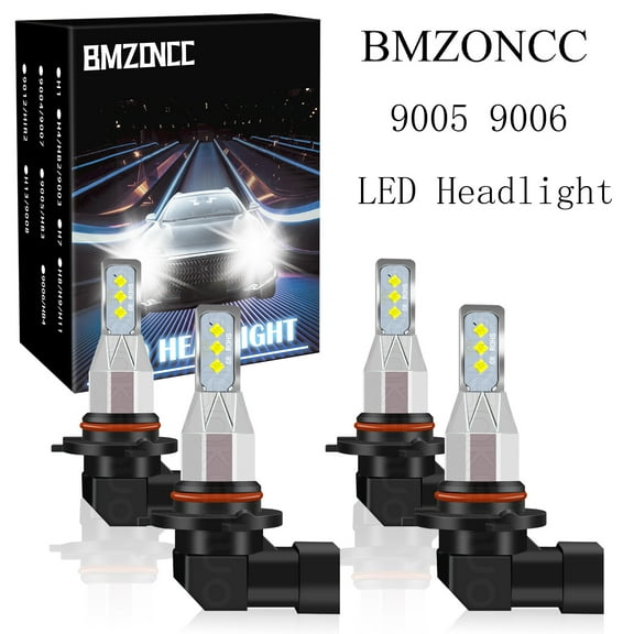 9005 9006 LED Headlight Bulbs Combo, High Low Beam Replacement, 10000LM 6000K Cool White, Wireless Headlight LED Bulbs, Pack of 4