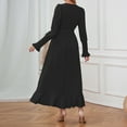 thumbnail image 5 of IROINNID Maxi Dress for Women Strapless V-Neck Wrap Dress Sexy Vintage V Neck Long Sleeve Solid Dresses Clearance,Black, 5 of 8