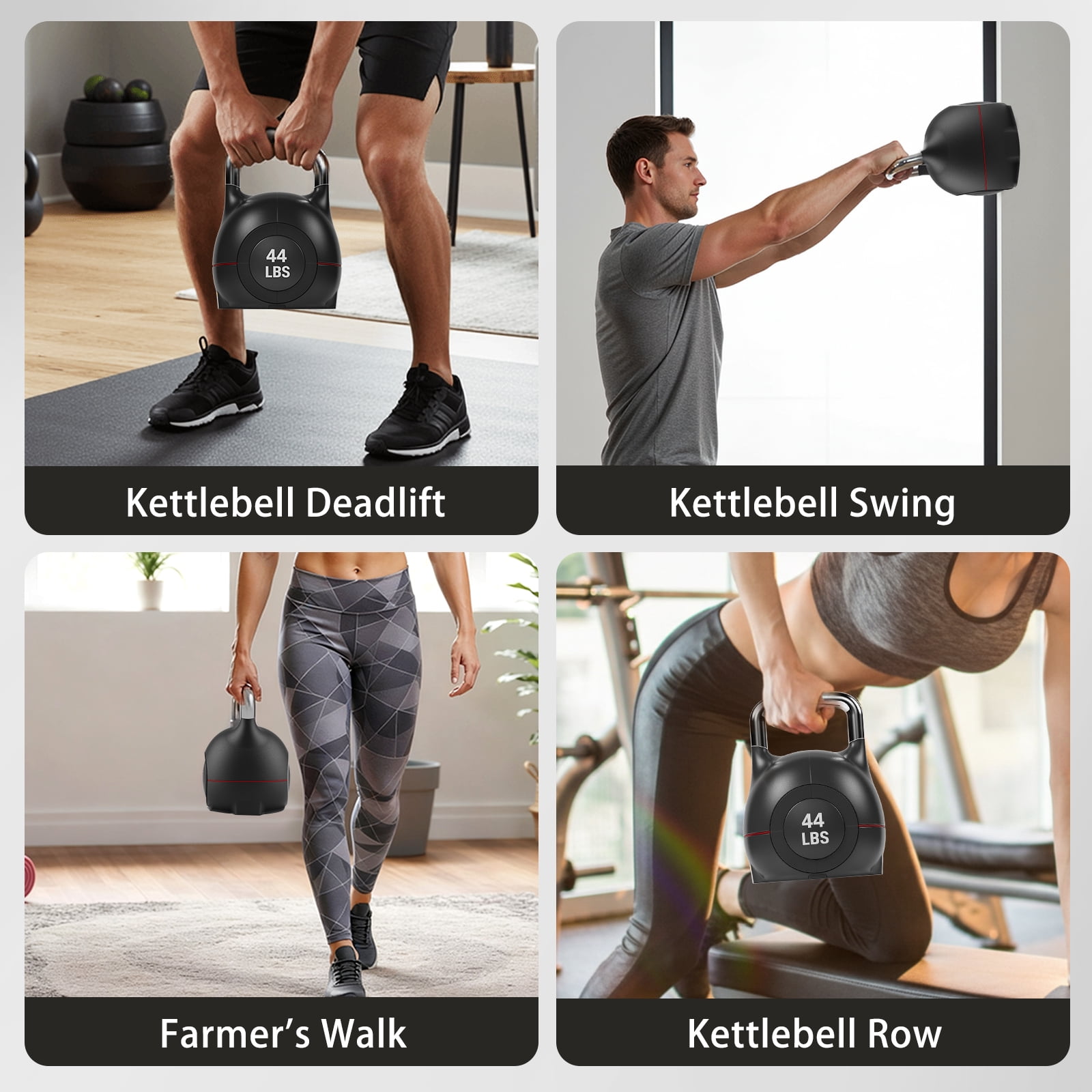 TLGREEN Adjustable Kettlebell Set- 7 Weights (22.5lb/44lb), Quick-Change Weight Dial and Weight Plate Safety Lock, for Full-Body Workout & Cross-Training