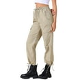thumbnail image 4 of INSPIRE CHIC Women's Pants Cargo Lightweight High Waist Elastic Drawstring Wide Leg Trousers with Pockets S Khaki, 4 of 6