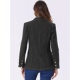thumbnail image 3 of DARING DIVA Women's Notched Lapel Denim Blazer with Shoulder Pads L Black, 3 of 6