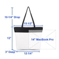 thumbnail image 2 of Muka Canvas Zippered Tote with Lining, Two-Tone Accent Gusseted Tote Bag, 15-1/2" x 12" x 3", 2 of 6