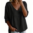 thumbnail image 2 of Women's Plus Size Peplum V Neck Lace 3/4 Sleeve Top Loose Casual, 2 of 6