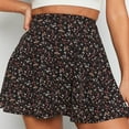 thumbnail image 3 of Summer Skirt Saving! Jerdar Women's Floral High Waist Mini Skirt Chiffon Zipper A-Line Short Skirt Black L, 3 of 5