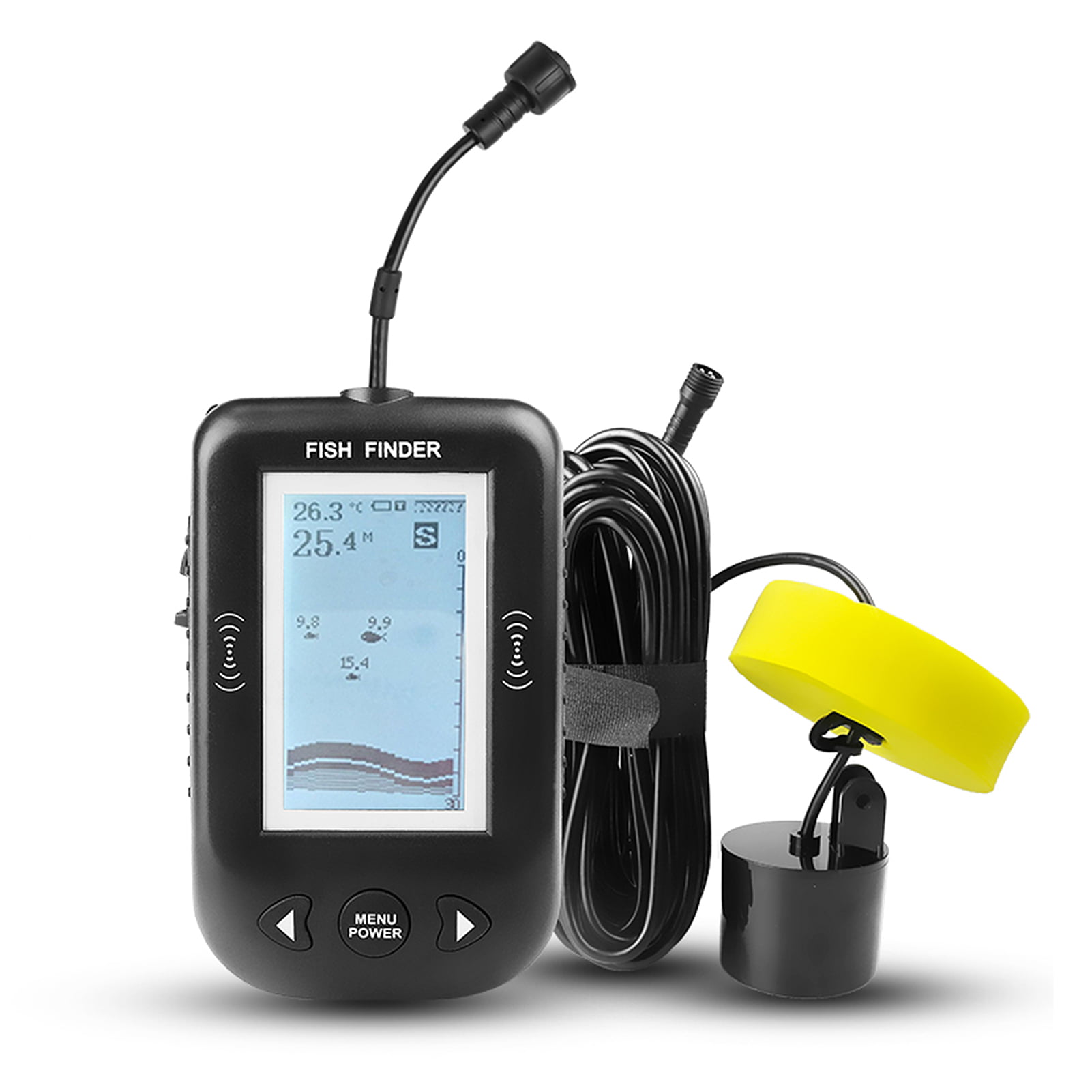 Fish Finder Portable Fishfinder 100M LCD Alarm Sonar Depth Sensor For Fishing 