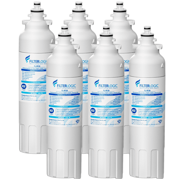 Filterlogic ADQ73613401 Refrigerator Water Filter, Replacement for LG® LT800P®, LT800PC, ADQ736134, ADQ73613402, LSXS26326S, LSXS26366S, LMXS30776S, LSXS26366D, LMXC23746S, 46-9490, 469490, Pack of 6