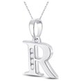thumbnail image 2 of 10kt White Gold Womens Round Diamond R Initial Letter Pendant 1/20 Cttw, 2 of 2