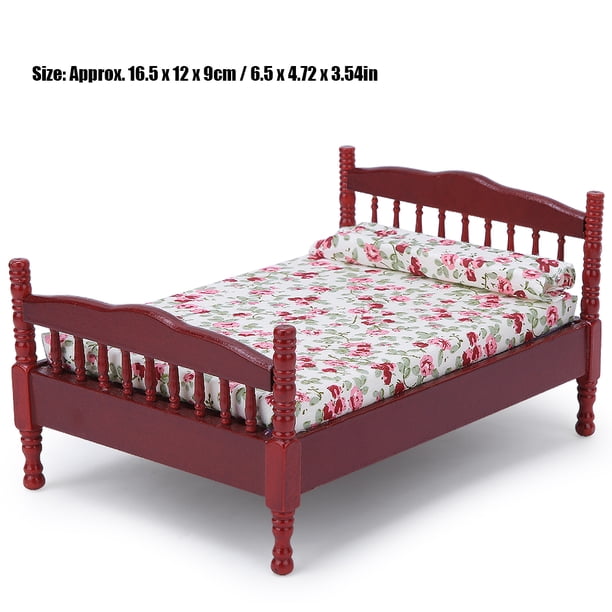Lit de Maison de Poupée, Mini-Meubles en Bois, Cadeau de Maison de Poupée, pour Chambre à Coucher de Salon Blanc, Brun Lit de Maison de Poupée, Mini-Meubles en Bois, Cadeau de Maison de Poupée, pour Chambre à Coucher de Salon Blanc, Brun