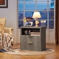 thumbnail image 5 of 2 Drawer Nightstand Set of 2 with Charging Station, Modern Bedside Tables with Fluted Drawers, Small End Tables for Living Room, Grey, 5 of 8