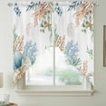 thumbnail image 2 of Beach Coastal Swag Valances for Windows, Kitchen Curtains 36 Inch Length 2 Panels Set, Summer Nautical Coral Shell Botanical Short Curtains for Small Windows Rod Pocket Cafe Curtains Drapes 28"x36", 2 of 8