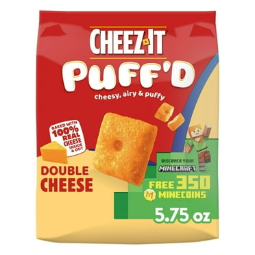 Pack of 2 Cheez-It Puff'd Double Cheese Cheesy Baked Snacks, Puffed Snack Crackers, 5.75 oz
