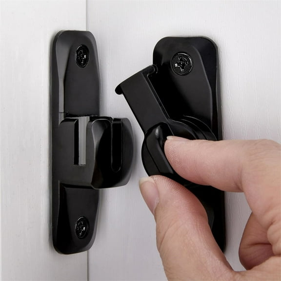 NOGIS 90/180 DegreeBarn Door Lock, Protect Privacy - Security Door Latch, Small Gate Latches Hardware for Barn, Garden, Bathroom, Cabinet, Window, Sliding Door (Black)